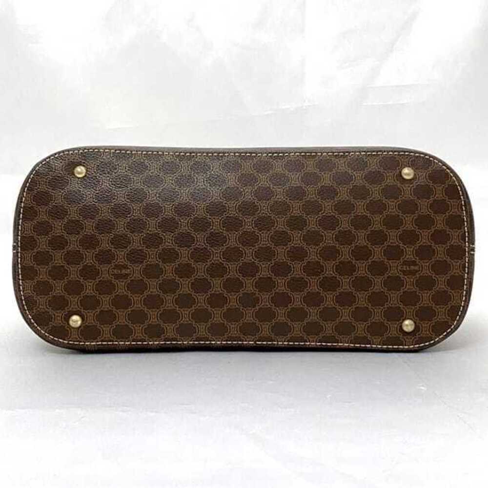 Celine Bag Brown Macadam Shoulder Top Handle Leather Zipper All over Logo - Picture 4 of 10
